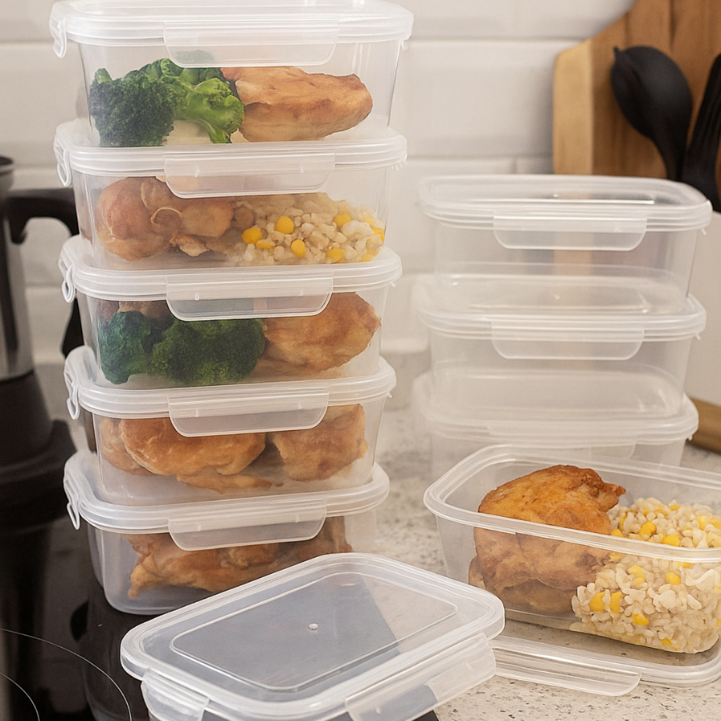 Kit 10 Marmitas Fitness Pote 800ml Com Travas Laterais Transparente Reutilizável BPA Free por R$ 27,90