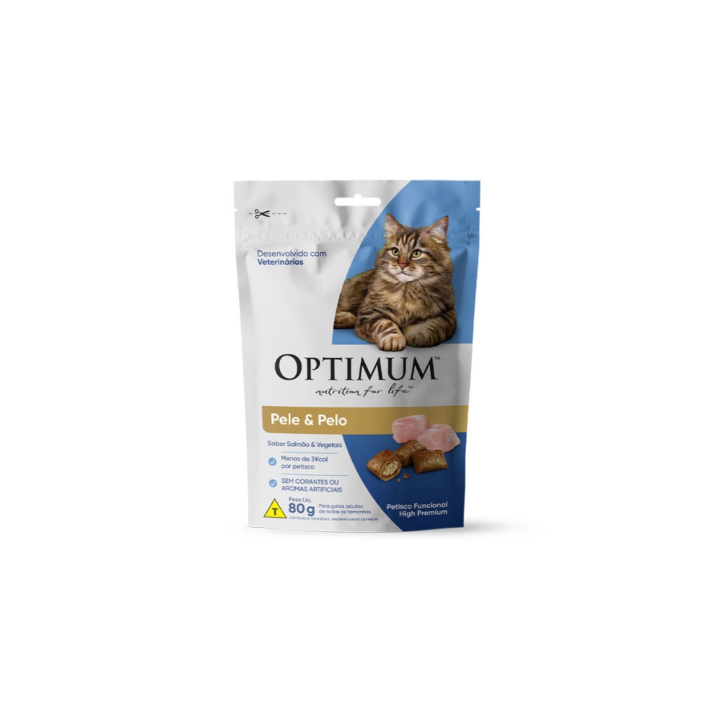 Petisco Optimum Gato Pele E Pelo 80g Salmão E Vegetais Sachê em Oferta na Shopee