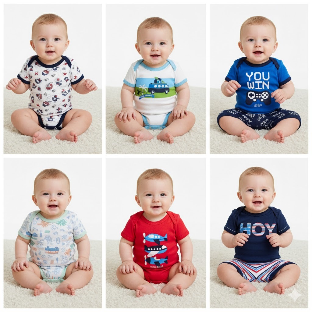 Kit 2 Conjuntos Body  e Short Estampas Variadas Menino - Baby Duck - 100% Algodão
