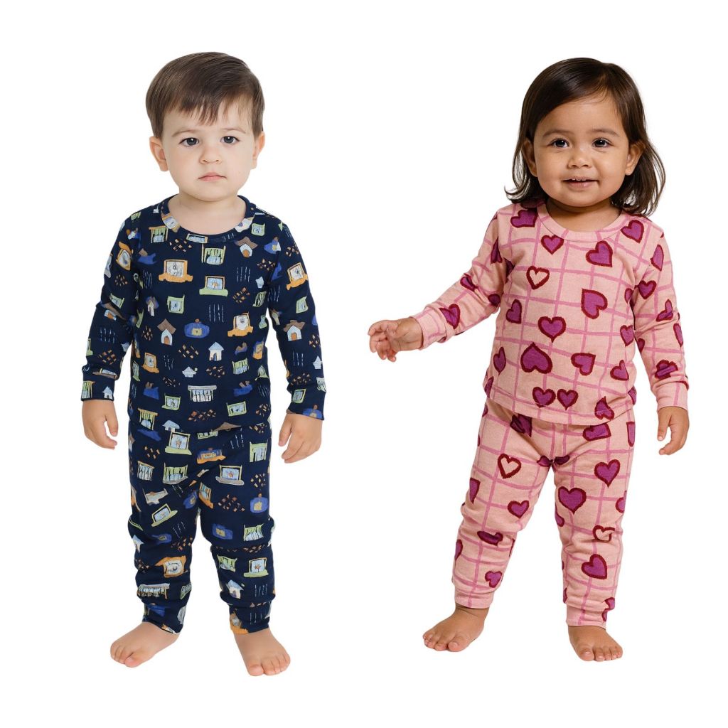 Pijama Infantil Menino e Menina Conjunto Longo Malha Fria Suede Confortável 1 a 3 Anos