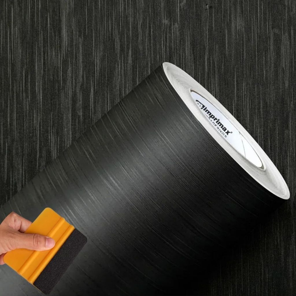Papel de Parede Lavável P/ Móveis, Eletrodomésticos, Armários - Aço Escovado Preto - 60cm de largura em Oferta na Shopee