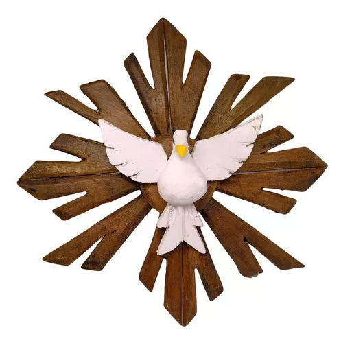 Mandala Divino Espirito Santo em Madeira 26cm em Oferta na Shopee
