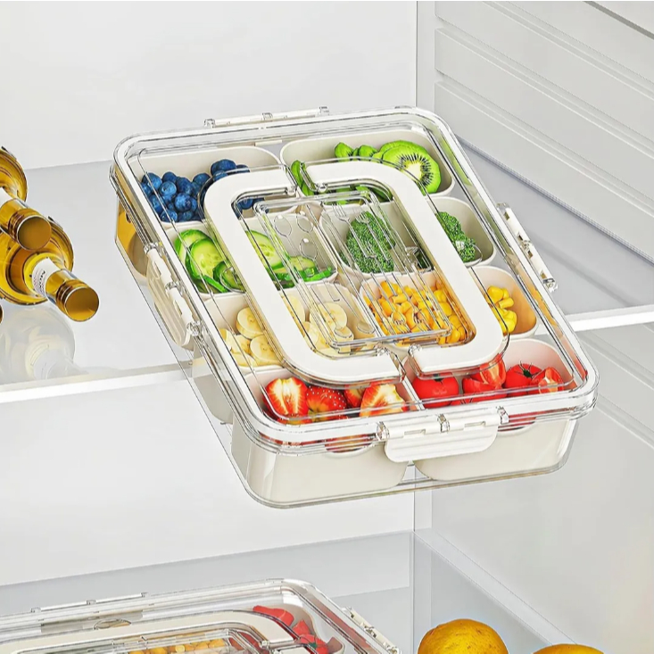Organizador de Geladeira com 8 Divisórias Escorredor Para Frutas e Verduras PREMIUM