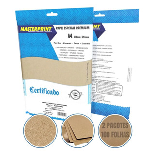 Kit 100 Folhas Papel Kraft 180g A4 Artesanato Premium Masterprint em Oferta na Shopee