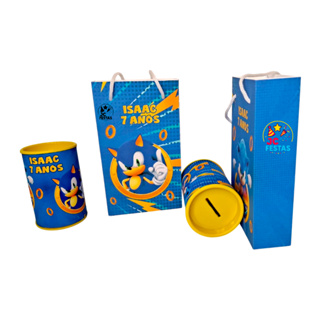 Sonic Kit festa lembrancinha Sacolinhas tamanho P e cofrinhos porta moeda em Oferta na Shopee