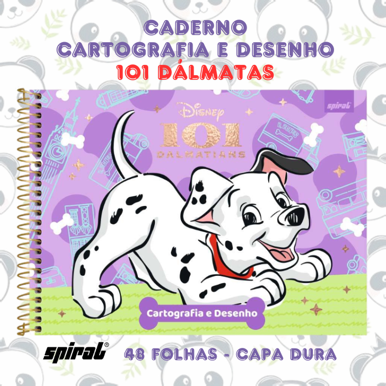 Caderno Cartografia e Desenho Capa Dura 101 Dálmatas Disney 48 folhas | Spiral