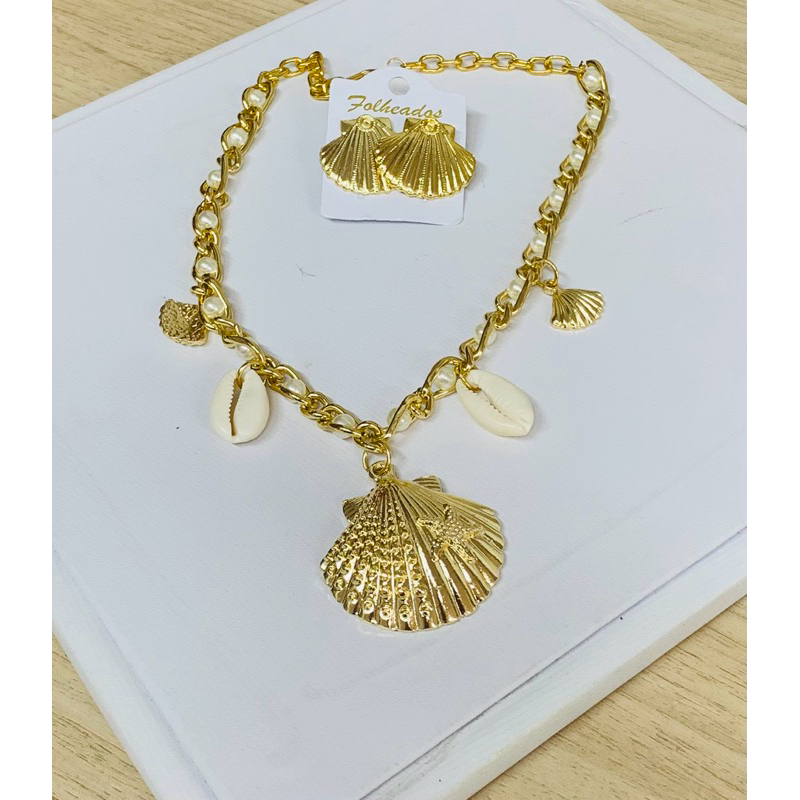 Colar conchas estrelas em Oferta na Shopee