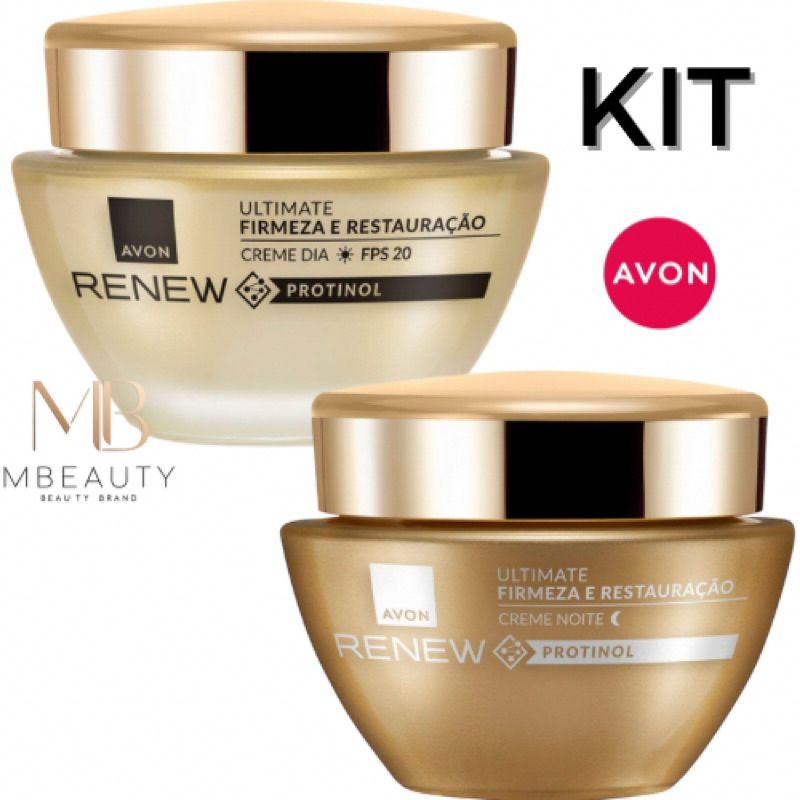 Renew Ultimate Avon Creme Hidratante Facial Antissinais Anti Rugas Dia Noite Kit.