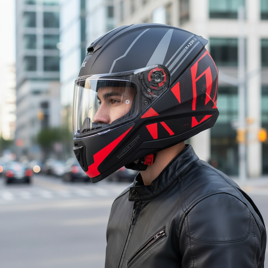 NORISK CAPACETE RAZOR FULL FOSCO VERMELHO PRETO UNISSEX MASCULINO FEMININO SPORT MOTO MOTOCICLISTA