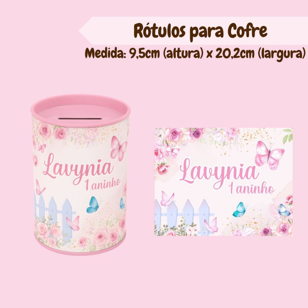 Rótulo adesivo para Cofrinho 10x6 Personalizado Lembrancinha Infantil, Aniversário, Brinde Qualquer Tema, Nome ou Arte