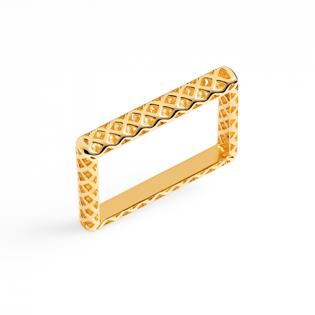 Anel Vazado Soft Quadrado Folheado Ouro 18k