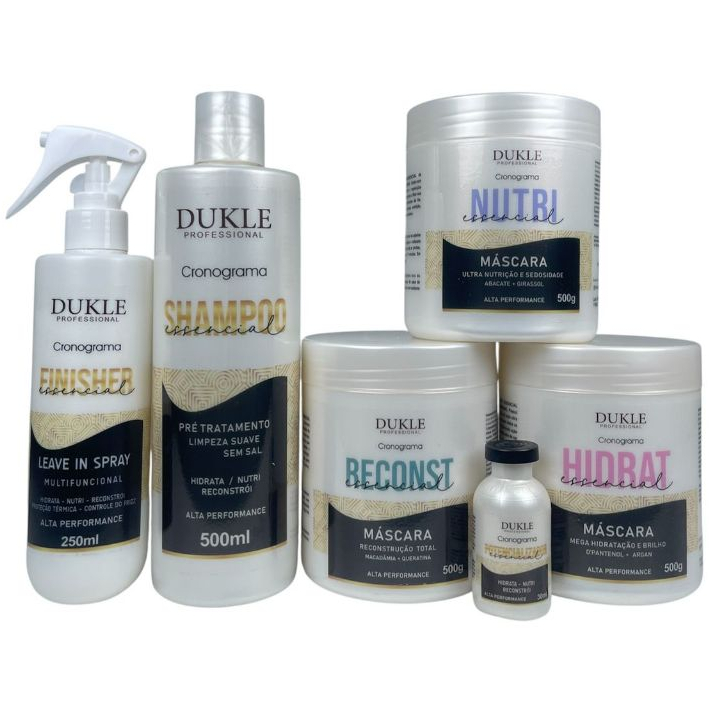 Kit Capilar Cronograma Essencial 6 Passos Mega Hidratação e Ultra Nutrição Dukle Professional