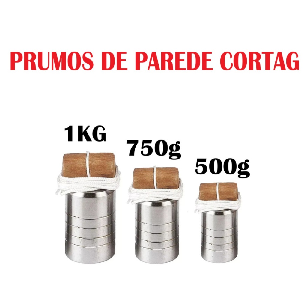 Prumo De Parede Pedreiro Aço Carbono 500g/ 750g / 1kg Ferramenta Maciço Cortag