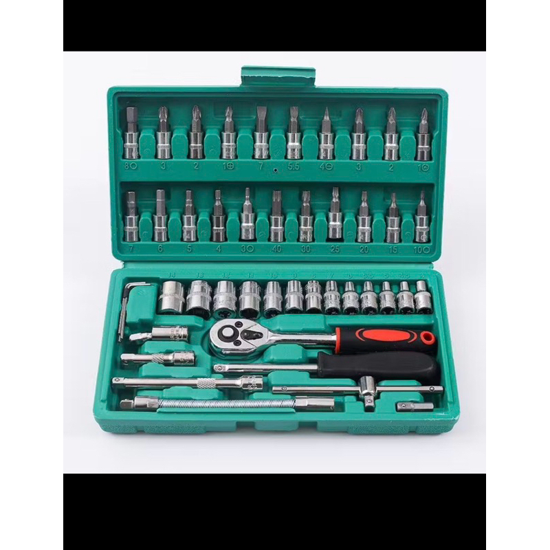 40 Peças / 46 Peças Jogo De Chave Catraca Caixa De Ferramentas Completa Reversível Soquetes Maleta