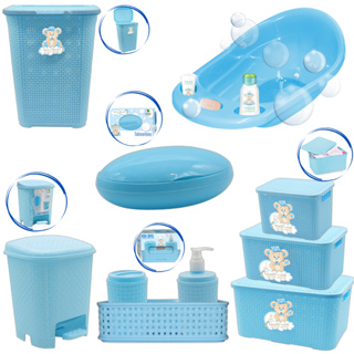 Kit Para Banho Bebê Menino Menina Banheira Cesto Sabonetera Lixeira em Oferta na Shopee