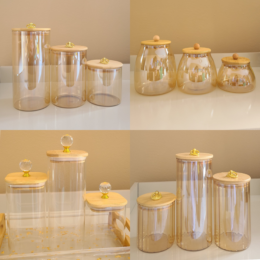 Jogo de Potes Porta Mantimentos de Vidro Hermético MODELOS DIVERSOS tampa de bambu Cozinha condimentos PMG em Oferta na Shopee