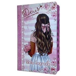 Bíblia Sagrada Capa Semiflexível Letra Gigante Edição Promessas ARC e Índice Feminina Deus é Bom em Oferta na Shopee