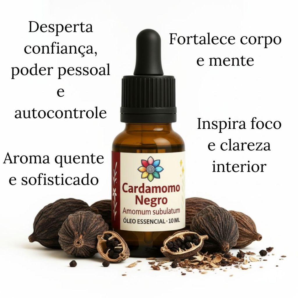 Óleo Essencial de Cardamomo Negro 10 ml | 100% Puro Natural – Inspira foco, presença e sofisticação