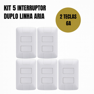 Kit 5 Interruptor Duplo Duas Teclas 6A Linha Aria Tramontina em Oferta na Shopee