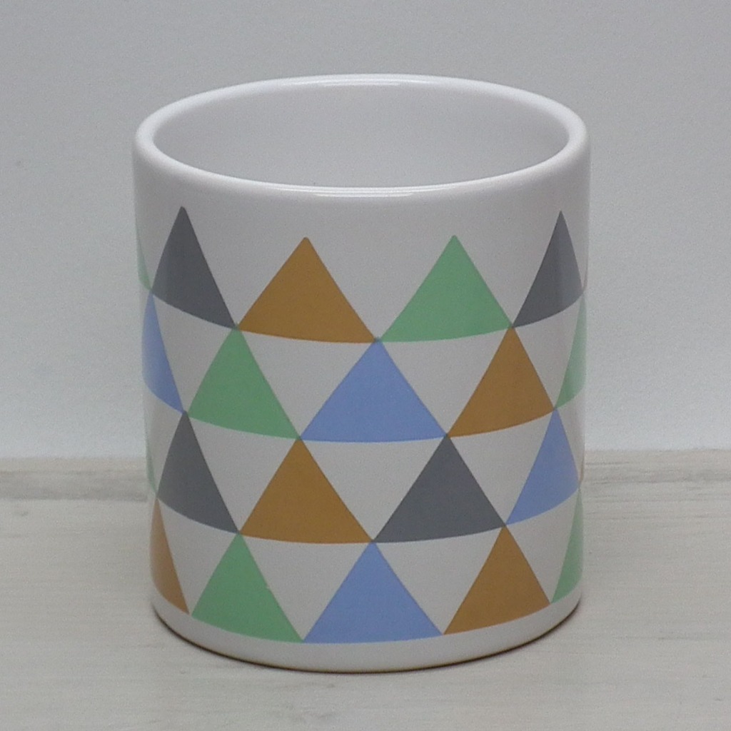 Porta Pentes de Porcelana Triangulo Azul Porta Escovas , Porta Lápis , Porta Pincel de Maquiagem, Porta Treco