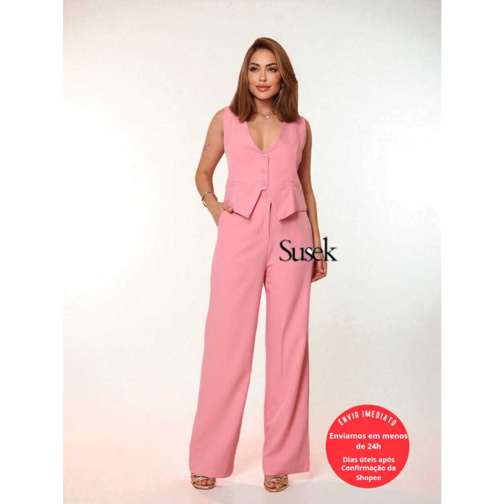 Conjunto Feminino Calça e Colete Luis Twill 90802