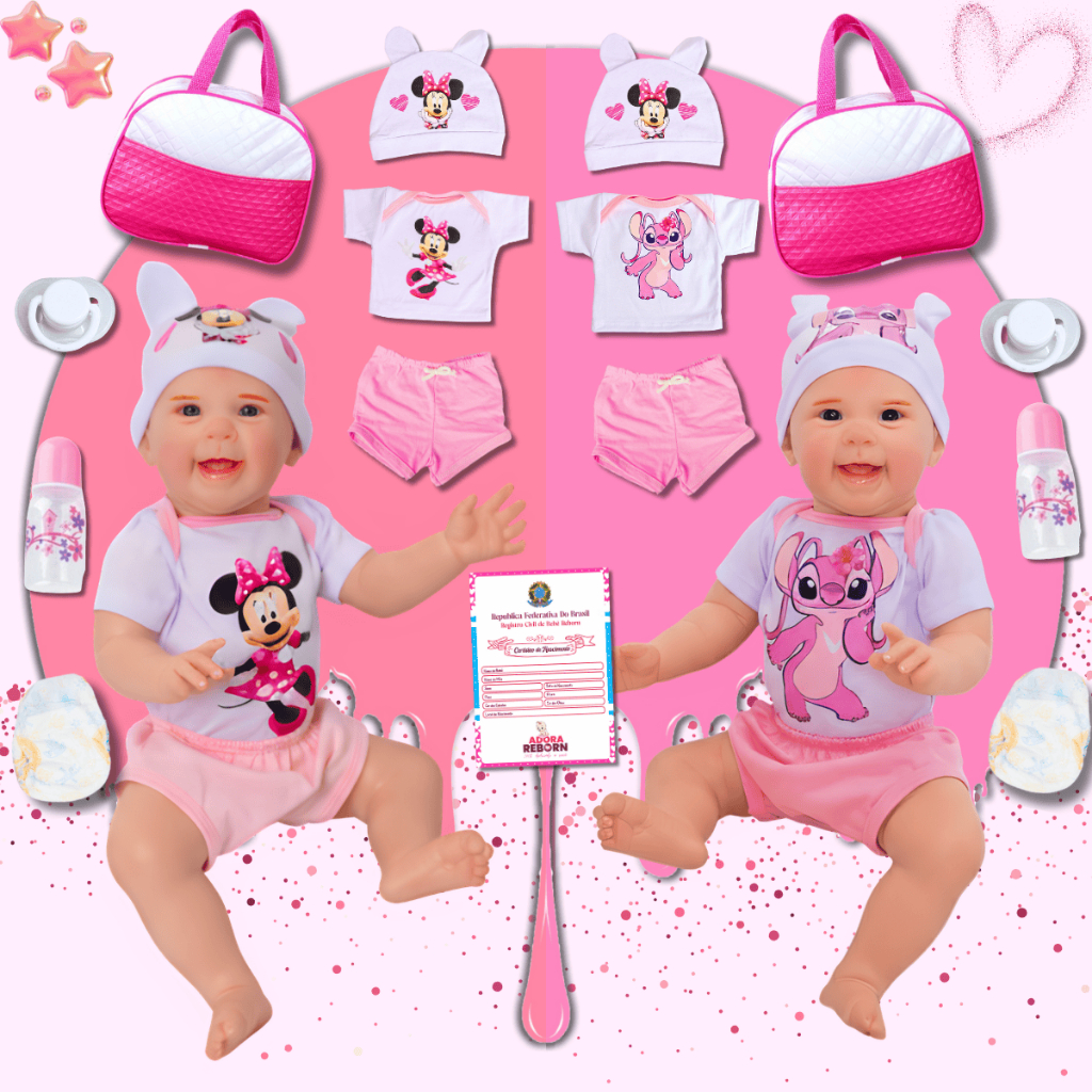 Gêmeas Bebê Reborn Boneca Realista Mayze Meninas Silicone com Bolsa Maternidade. em Oferta na Shopee