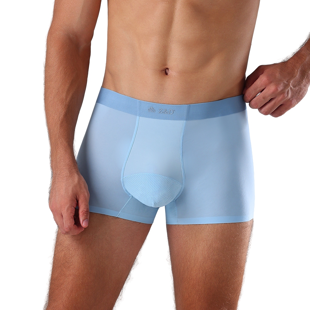 Z&D Lingerie Kit 3 Cueca Box Lisa Sem Costura de Seda Corte a Laser,  JK28