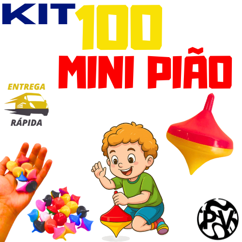 Kit 100 mini pião/ peão Brinquedo Diversas Cores para Sacolinha Surpresa lembrancinha/ aniversario
