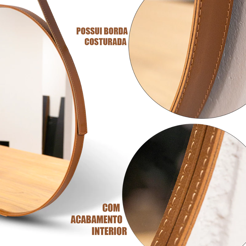 Espelho Redondo Decorativo 60cm com Alça para Parede — foto 5
