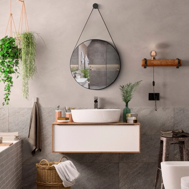 Espelho Redondo Decorativo 60cm com Alça para Parede — foto 2