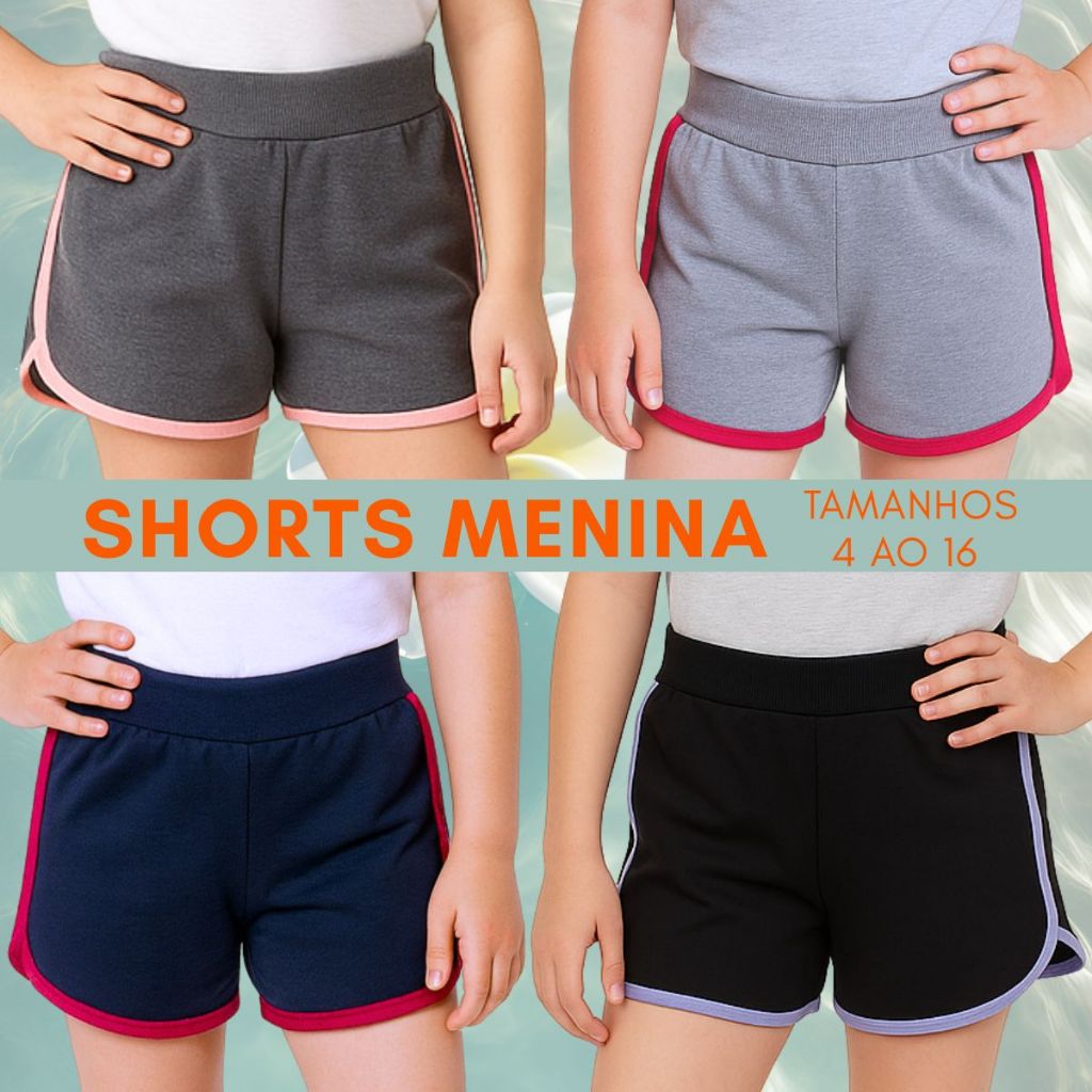 Shorts Infantil Roupa Juvenil Moletom Careca Filete 3420-C1