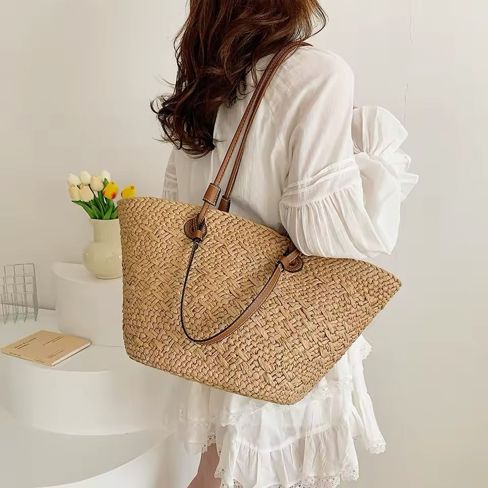 Sacolas tote de praia tecido de palha para mulheres, Grande cesta, Bolsa de praia, Bolsa de luxo,