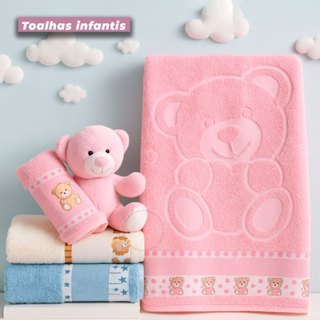 Toalha de Banho Infantil Menina e Menino 100% Algodão Kids Suave Macia Para Bordar Ponto Cruz em Oferta na Shopee