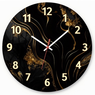 Relógio de Parede Luxo Preto com Dourado – Design Abstrato 1 Moderno 29cm Pendulart em Oferta na Shopee