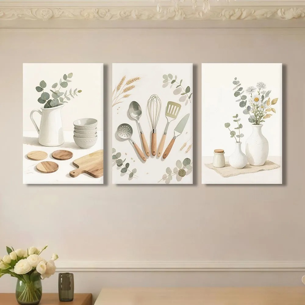 Kit 3 Peças Quadros Decorativos 20x30 MDF Utensílios de Cozinha Moderna minimalista Decoração Cozinha Restaurante em Oferta na Shopee