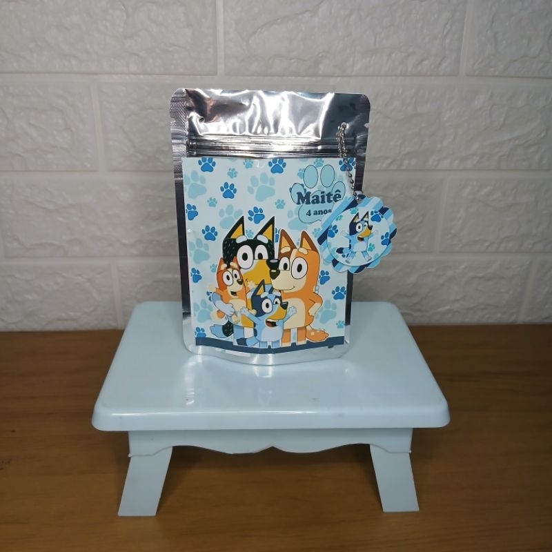 Saquinho Metalizado Ziplock 10x15 Bluey Personalizado /Lembrancinha de Festa /Aniversário