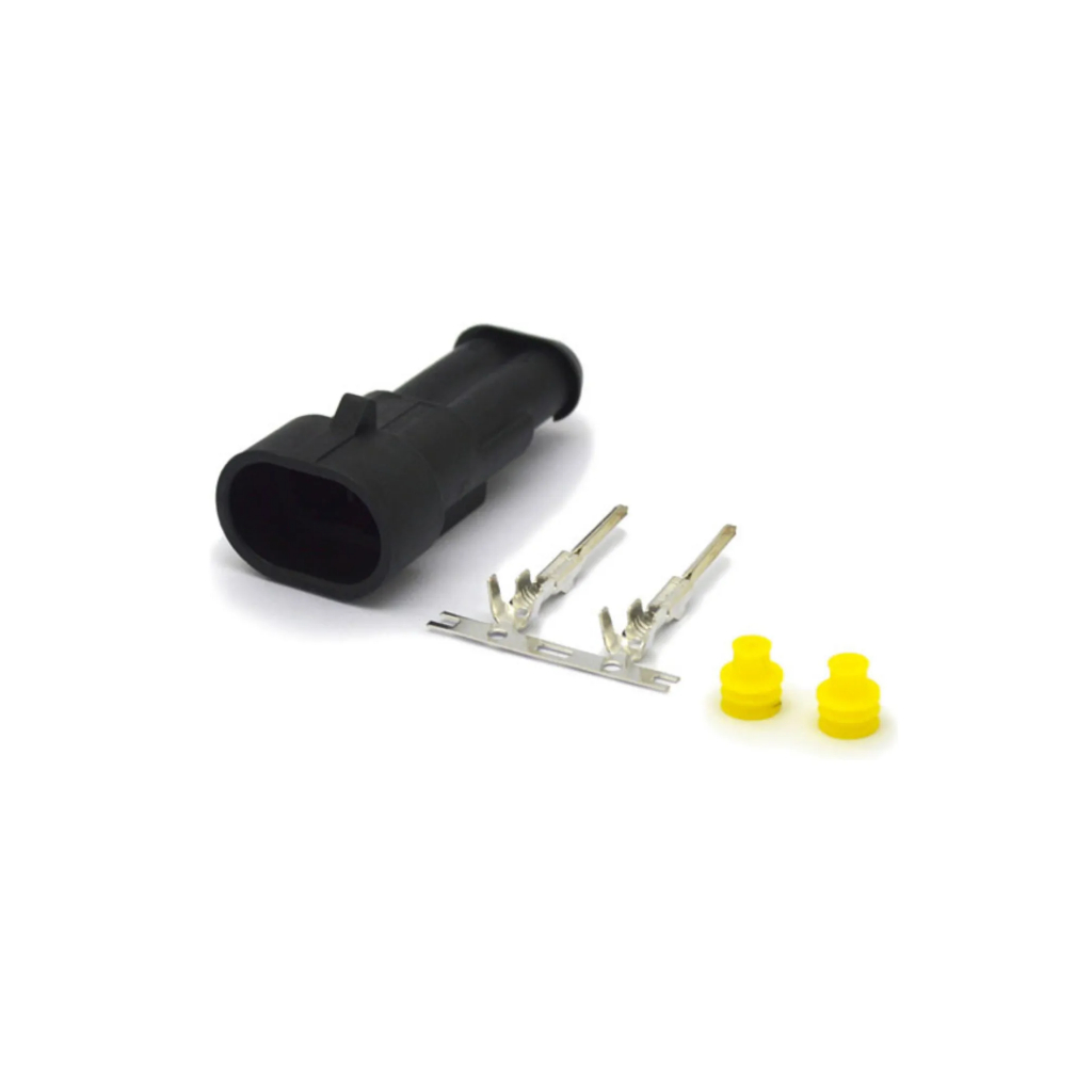 Plug Conector Automotivo Selado 2 Vias Macho à Prova d’Água com Terminais 12V 24V
