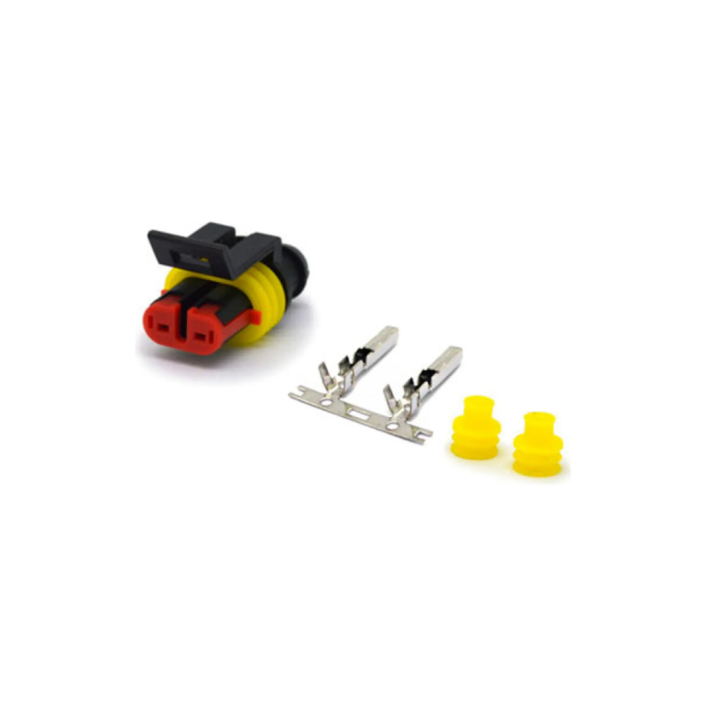 Plug Conector Automotivo Selado 2 Vias Fêmea à Prova d’Água com Terminais 12V 24V