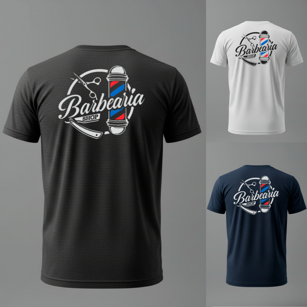 Camiseta Básica Algodão Uniforme Empresa Barbearia Barbeiro em Oferta na Shopee