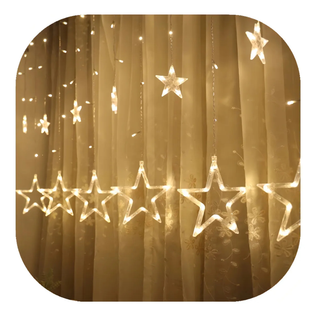 Cascata 120 Led Natal Estrela Decoração 8 Funções 110V/220V 3 Metros em Oferta na Shopee