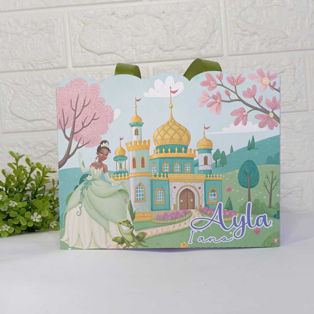 PEGUE E MONTE - Sacolinha Surpresa Personalizada A Princesa e o Sapo / Princesa Tiana Lembrancinha de Festa