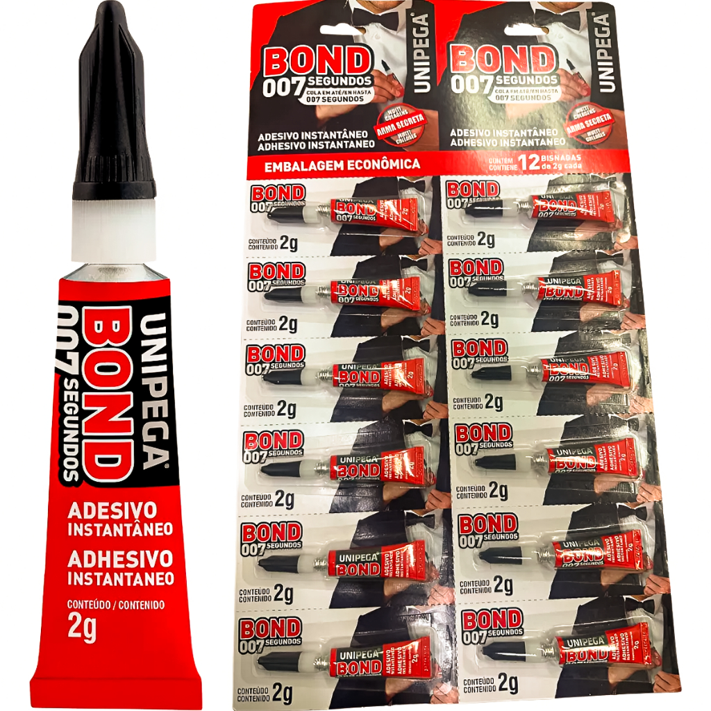 Cartela Super Cola Instantânea Com 12 Unidades Auto Poder De Fixação Couro Metal em Oferta na Shopee