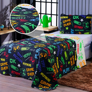 Kit Colcha Solteiro Cobre leito Infantil Dupla Face 2 Peças Roupa de Cama Estampado Menino Menina em Oferta na Shopee