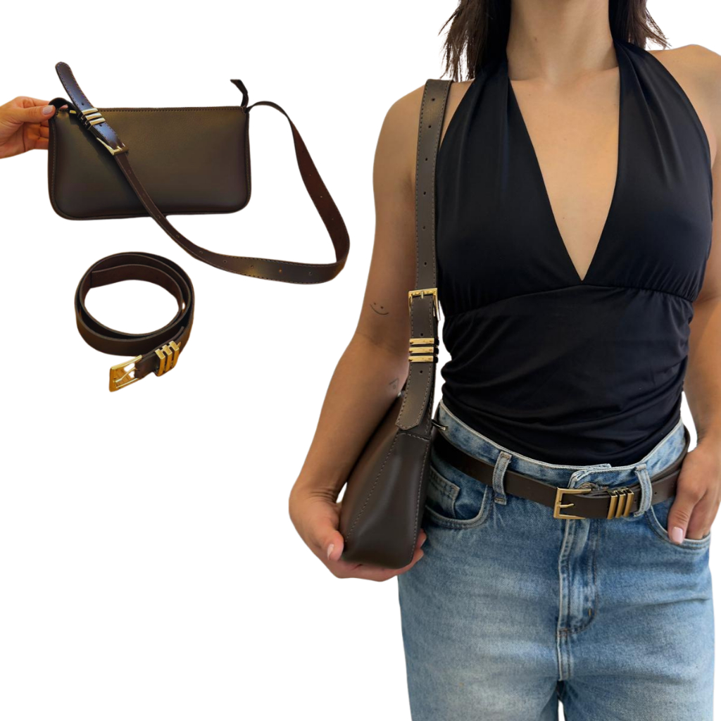 Kit Bolsa E Cinto Feminino Alça Regulavel Ombro e Mão Festa Casamento  Bolsinha Balada