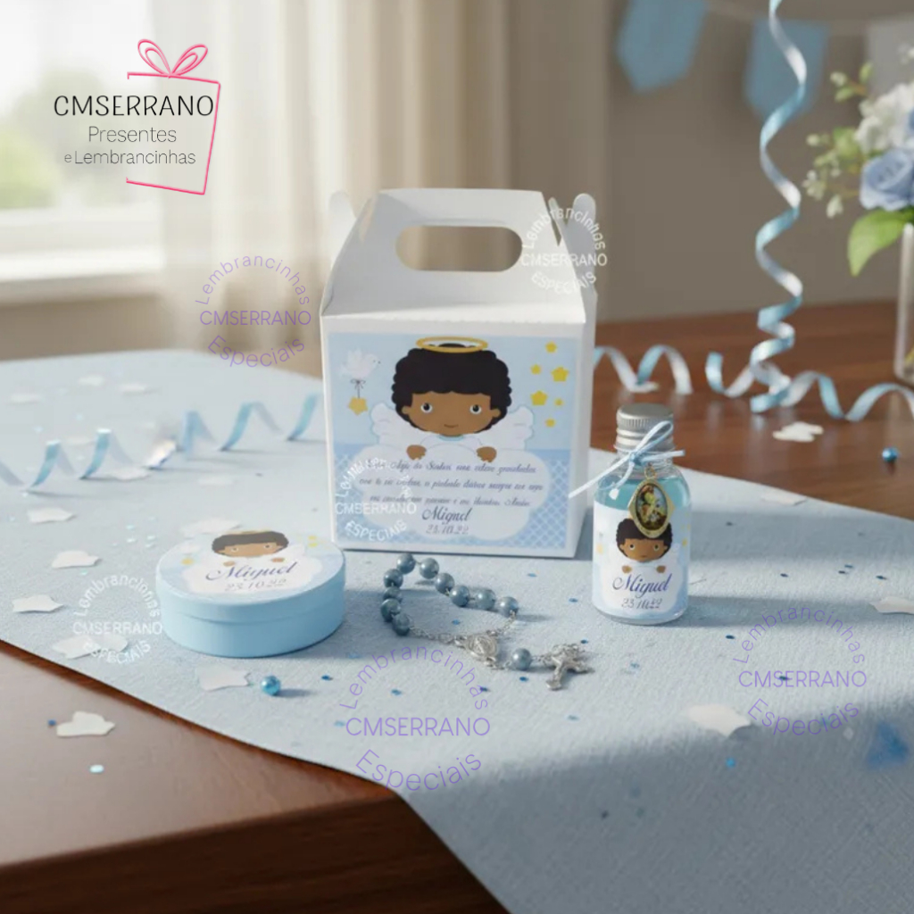 10 Lembrancinha Batizado 1ª Comunhão Eucaristia Crisma Personalizado com Mini Terço Envio em 24h