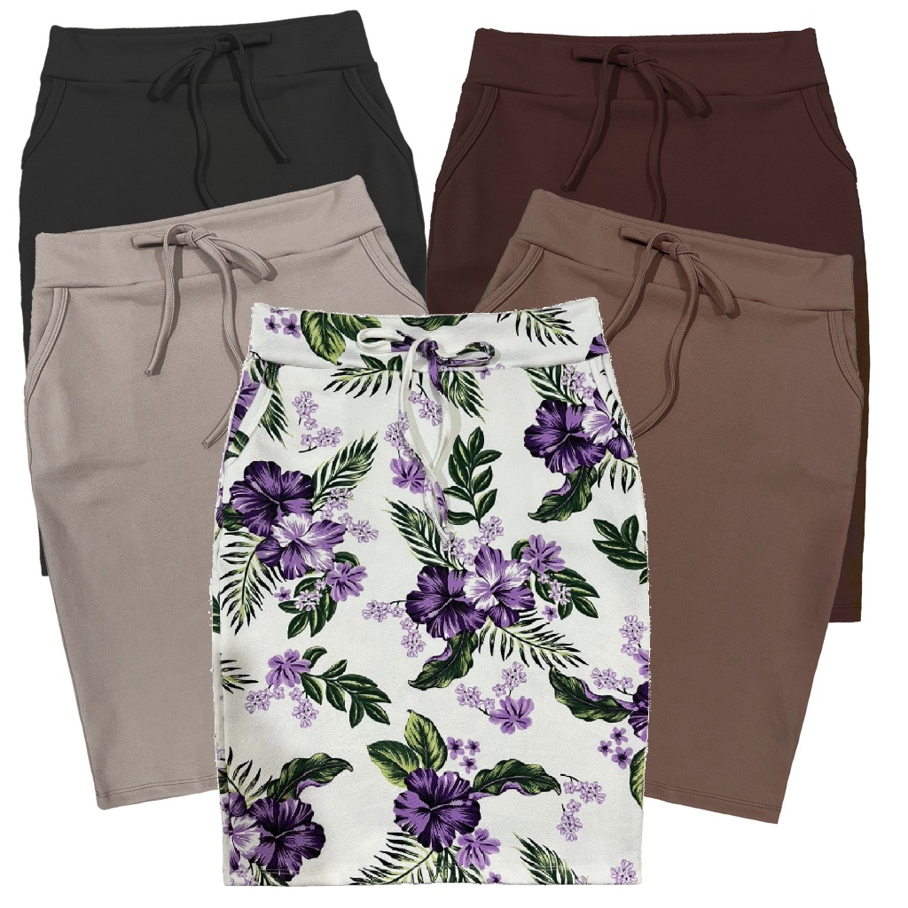 Kit 5 Saias Secretária  com bolsos Lindas Moda evangélica Estampadas Estilosas. em Oferta na Shopee