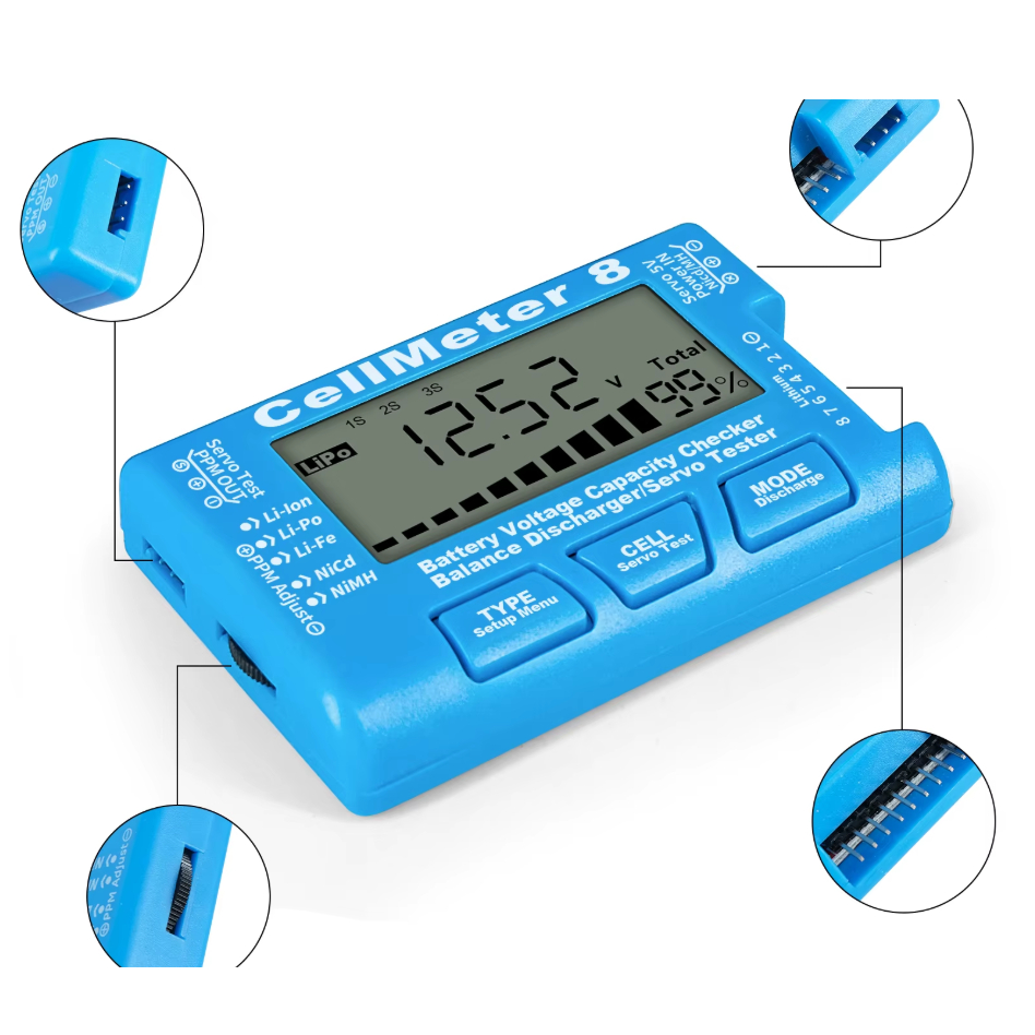 Medidor DE GARGA DE Bateria E Testador De Servo Cellmeter