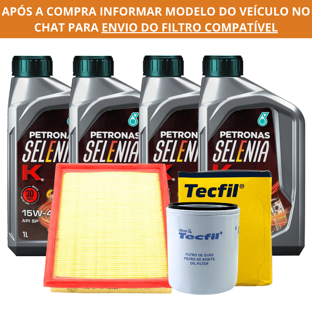 Kit 4 Óleos Motor Selenia K 15W40 4 Litros + Filtro de Óleo + Filtro de Ar em Oferta na Shopee