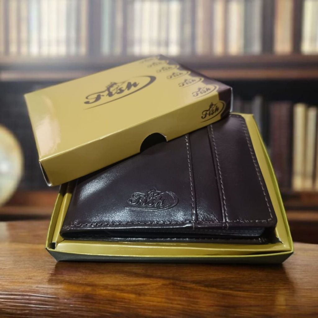 Carteira Masculina Couro Legítimo Luxo Fish Couro Cor Preto Marron Premium Presente