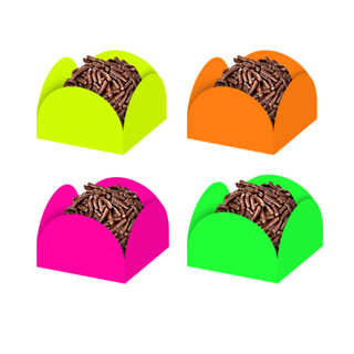 200 forminha 4 petalas n7 neon amarelo rosa laranja verde em Oferta na Shopee